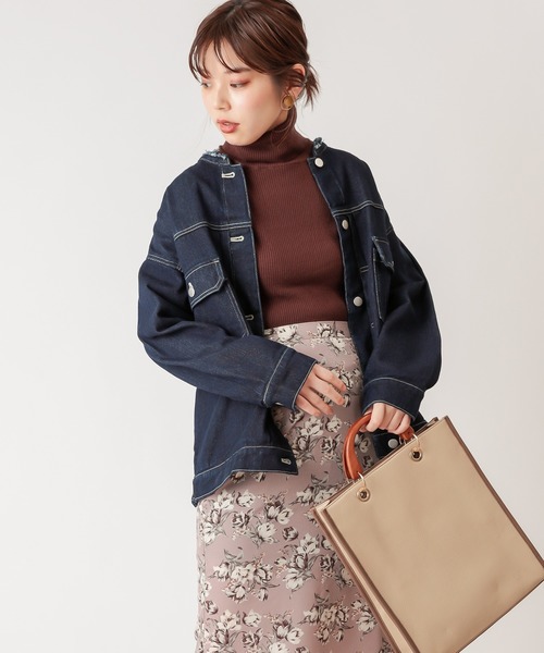 natural couture(ナチュラルクチュール)の「ノーカラーリメイクGジャン(デニムジャケット・レディース・ベージュ/ネイビー/ブルー・FREE)」の21枚目の写真