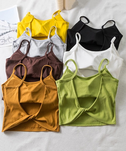 STYLEBLOCK（スタイルブロック）の「立体パッドカップ付きキャミソール（キャミソール・レディース・ブラウン/キャメル/グリーン/ブラック/ホワイト/グレー/イエロー・FREE）」の11枚目の写真