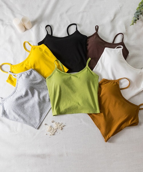 STYLEBLOCK（スタイルブロック）の「立体パッドカップ付きキャミソール（キャミソール・レディース・ブラウン/キャメル/グリーン/ブラック/ホワイト/グレー/イエロー・FREE）」の12枚目の写真