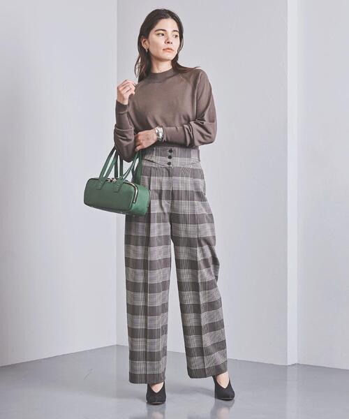 ジアイロン THE IRON ハイウエスト パンツ チェック 麻 リネン 春夏 ジアイロン THE IRON ハイウエスト パンツ チェック 麻 リネン