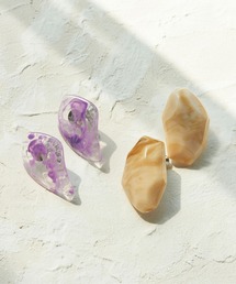 マーブルストーンイヤリングセット/marble stone pair