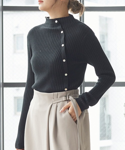 KOBE LETTUCE(コウベレタス)の「ワイドリブニットトップス(ニット/セーター・レディース・ブルー/ネイビー/ブルー系その他/ブラック/ブルー系その他2/アイボリー/ベージュ系その他/ブラック系その他/ホワイト系その他/グレイッシュベージュ/オレンジ/グリーン系その他2/レッド/サックスブルー/レッド系その他2/ホワイト系その他2/ブラック系その他2/ベージュ系その他2/ブルー系その他4/ブルー系その他3/グリーン系その他3・1/2/3)」の8枚目の写真