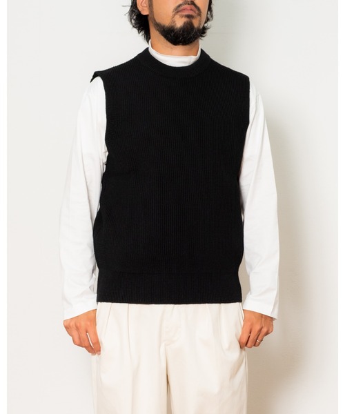 Vincent ウール メンズ Et Mireille ヴァンソン エ クルーネック ミレイユ メンズ ウール 100 両畦編み クルーネック ベスト ベスト Vincent Et Mireille バンソンエミレイユ のファッション
