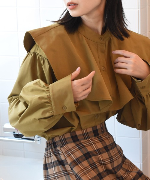 Alley by w closet（アリーバイダブルクローゼット）の「【Alley】フレア衿ブラウス（シャツ/ブラウス・レディース・ホワイト/ブラック/マスタード・FREE）」の3枚目の写真