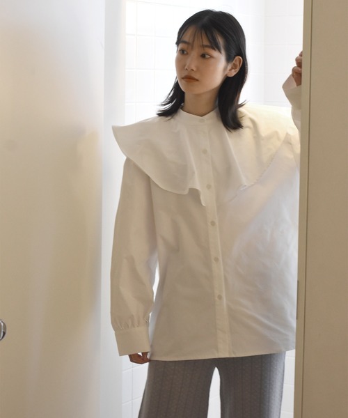 Alley by w closet（アリーバイダブルクローゼット）の「【Alley】フレア衿ブラウス（シャツ/ブラウス・レディース・ホワイト/ブラック/マスタード・FREE）」の10枚目の写真