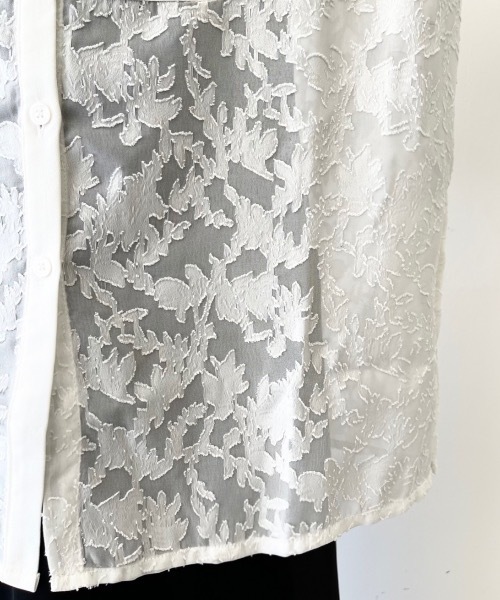 NEUNA（ヌナ）の「バンドカラーシースルーシアージャガードバルーン袖刺繍ブラウス（シャツ/ブラウス・レディース・ホワイト/ブラック・FREE）」の11枚目の写真