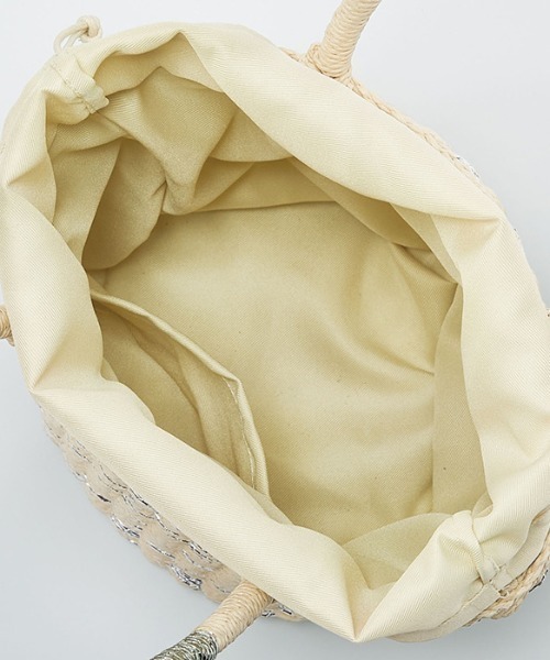 GeeRA（ジーラ）の「柄デザイン雑材バッグ（ハンドバッグ・レディース・ベージュ/グリーン・FREE）」の3枚目の写真