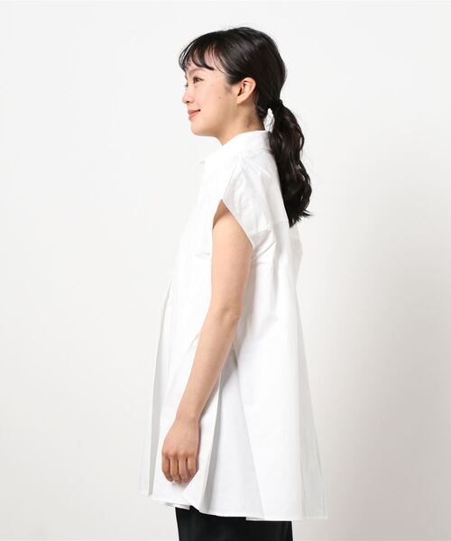 coca(coca)(コカ)の「ハリ感ダンプオープンカラーノースリーブブラウス(シャツ/ブラウス・レディース・ホワイト/ブラック・ONE SIZE)」の12枚目の写真