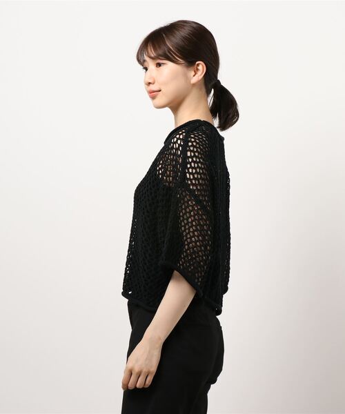 RASVOA（ラスボア）の「メッシュ半袖ショートプルオーバー（Tシャツ/カットソー・レディース・ブラック/オフホワイト・FREE）」の22枚目の写真