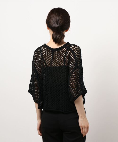 RASVOA（ラスボア）の「メッシュ半袖ショートプルオーバー（Tシャツ/カットソー・レディース・ブラック/オフホワイト・FREE）」の5枚目の写真