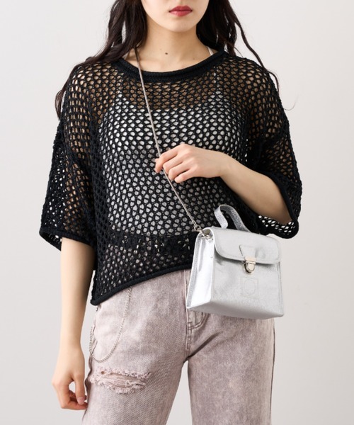 RASVOA（ラスボア）の「メッシュ半袖ショートプルオーバー（Tシャツ/カットソー・レディース・ブラック/オフホワイト・FREE）」の18枚目の写真