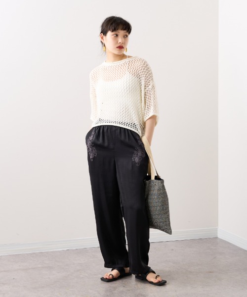 RASVOA（ラスボア）の「メッシュ半袖ショートプルオーバー（Tシャツ/カットソー・レディース・ブラック/オフホワイト・FREE）」の21枚目の写真