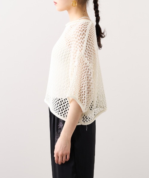 RASVOA（ラスボア）の「メッシュ半袖ショートプルオーバー（Tシャツ/カットソー・レディース・ブラック/オフホワイト・FREE）」の12枚目の写真