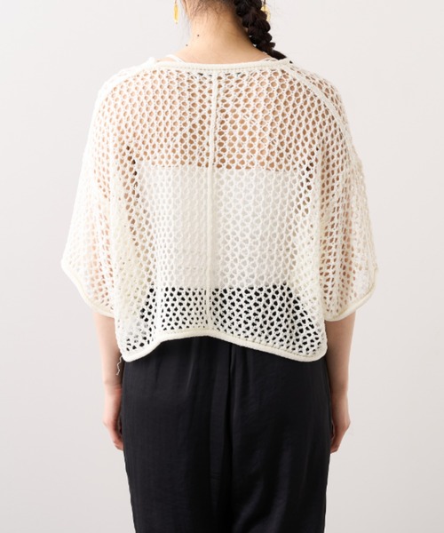 RASVOA（ラスボア）の「メッシュ半袖ショートプルオーバー（Tシャツ/カットソー・レディース・ブラック/オフホワイト・FREE）」の15枚目の写真