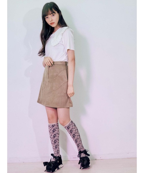 merry jenny（メリージェニー）の「surgeポケットミニスカート（スカート・レディース・ブルー/ベージュ/カーキ・FREE）」の4枚目の写真