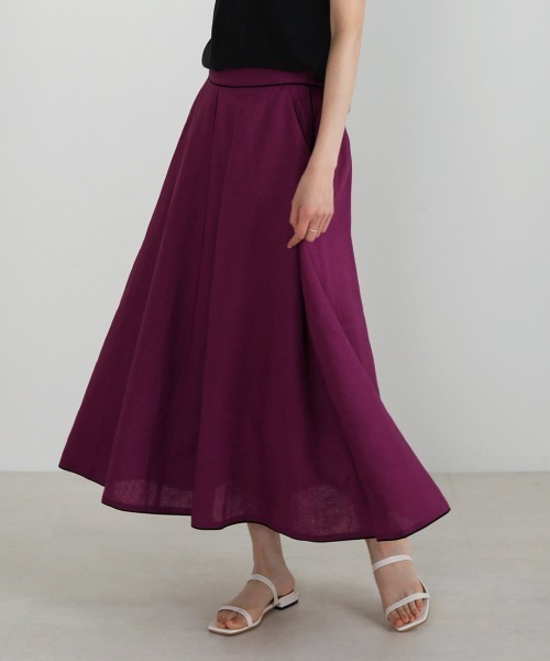 Bou Jeloud（ブージュルード）の「フレンチリネン◆パイピングスカート（スカート・レディース・ブラック/パープル/ナチュラル・38）」の3枚目の写真