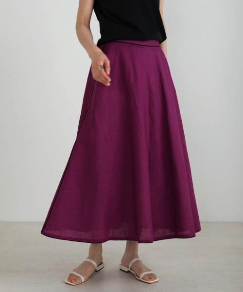 Bou Jeloud（ブージュルード）の「フレンチリネン◆パイピングスカート（スカート・レディース・ブラック/パープル/ナチュラル・38）」の11枚目の写真