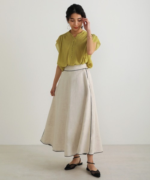 Bou Jeloud（ブージュルード）の「フレンチリネン◆パイピングスカート（スカート・レディース・ブラック/パープル/ナチュラル・38）」の12枚目の写真
