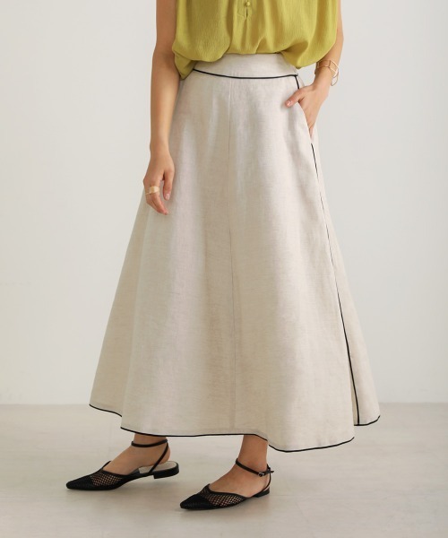 Bou Jeloud（ブージュルード）の「フレンチリネン◆パイピングスカート（スカート・レディース・ブラック/パープル/ナチュラル・38）」の13枚目の写真