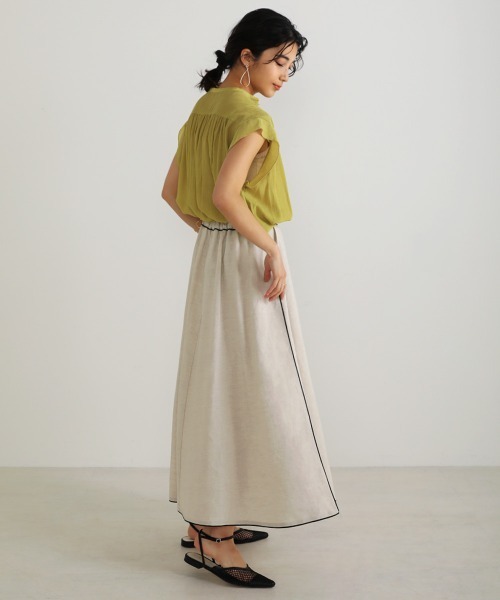 Bou Jeloud（ブージュルード）の「フレンチリネン◆パイピングスカート（スカート・レディース・ブラック/パープル/ナチュラル・38）」の21枚目の写真