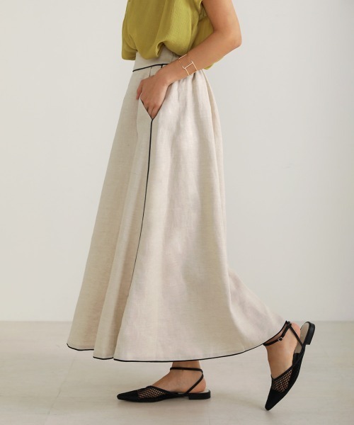 Bou Jeloud（ブージュルード）の「フレンチリネン◆パイピングスカート（スカート・レディース・ブラック/パープル/ナチュラル・38）」の19枚目の写真