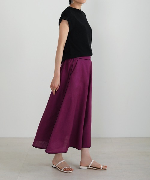 Bou Jeloud（ブージュルード）の「フレンチリネン◆パイピングスカート（スカート・レディース・ブラック/パープル/ナチュラル・38）」の14枚目の写真