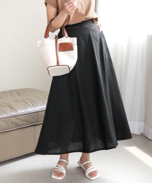 Bou Jeloud（ブージュルード）の「フレンチリネン◆パイピングスカート（スカート・レディース・ブラック/パープル/ナチュラル・38）」の4枚目の写真