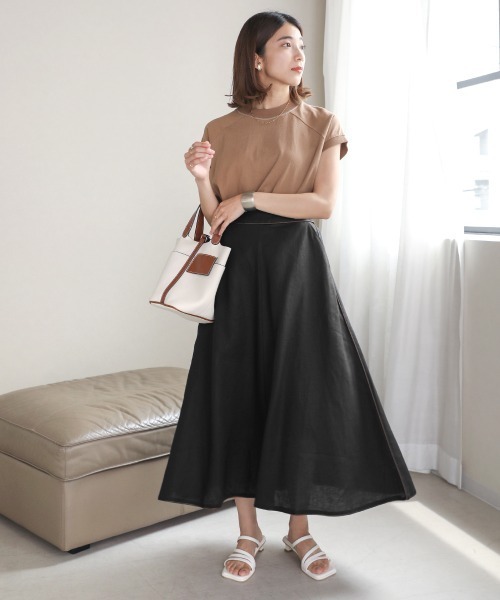 Bou Jeloud（ブージュルード）の「フレンチリネン◆パイピングスカート（スカート・レディース・ブラック/パープル/ナチュラル・38）」の5枚目の写真