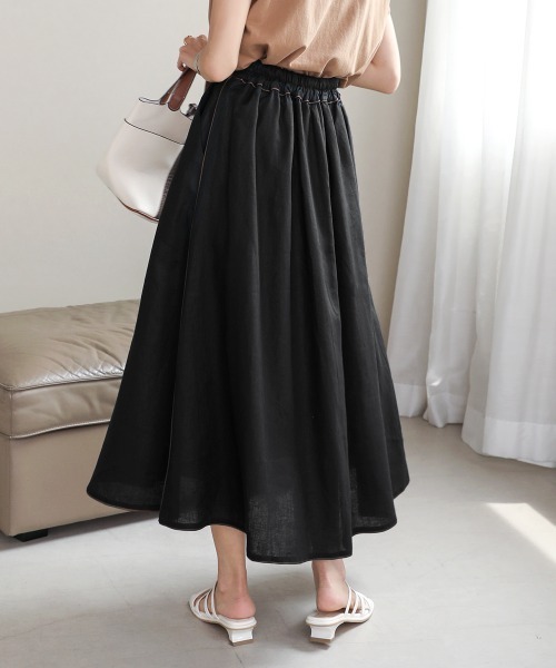 Bou Jeloud（ブージュルード）の「フレンチリネン◆パイピングスカート（スカート・レディース・ブラック/パープル/ナチュラル・38）」の7枚目の写真