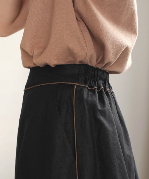 Bou Jeloud（ブージュルード）の「フレンチリネン◆パイピングスカート（スカート・レディース・ブラック/パープル/ナチュラル・38）」の9枚目の写真