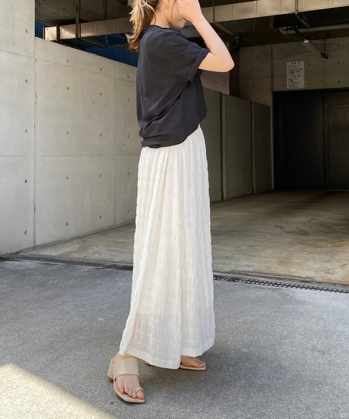 CAPRICIEUX LE'MAGE（カプリシューレマージュ）の「シャーリングマキシスカート（スカート・レディース・ホワイト/ブラック・FREE）」の16枚目の写真