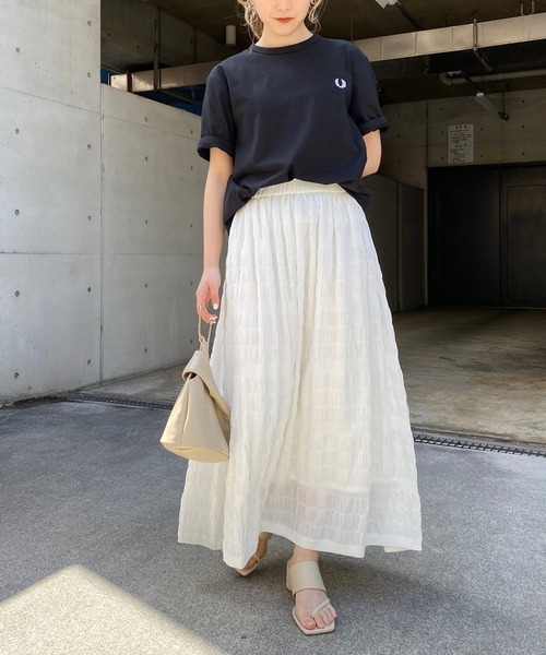 CAPRICIEUX LE'MAGE（カプリシューレマージュ）の「シャーリングマキシスカート（スカート・レディース・ホワイト/ブラック・FREE）」の13枚目の写真