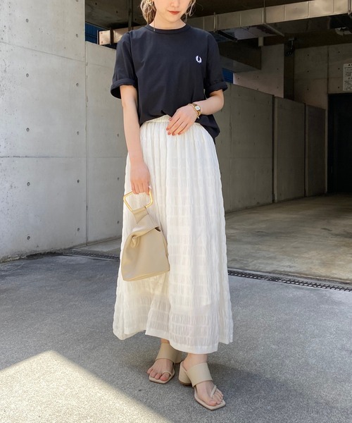 CAPRICIEUX LE'MAGE（カプリシューレマージュ）の「シャーリングマキシスカート（スカート・レディース・ホワイト/ブラック・FREE）」の10枚目の写真