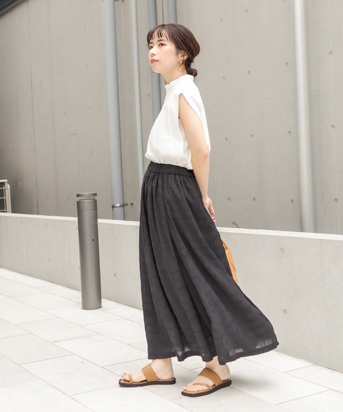 CAPRICIEUX LE'MAGE（カプリシューレマージュ）の「シャーリングマキシスカート（スカート・レディース・ホワイト/ブラック・FREE）」の20枚目の写真