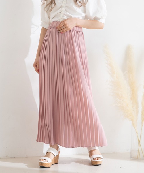 Newlyme（ニューリーミー）の「シフォンプリーツスカート（スカート・レディース・ブラック/ベージュ/ピンク/ブルー・MEDIUM/LARGE）」の4枚目の写真