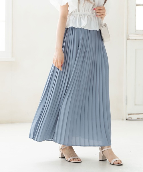 Newlyme（ニューリーミー）の「シフォンプリーツスカート（スカート・レディース・ブラック/ベージュ/ピンク/ブルー・MEDIUM/LARGE）」の3枚目の写真