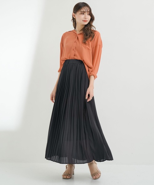 Newlyme（ニューリーミー）の「シフォンプリーツスカート（スカート・レディース・ブラック/ベージュ/ピンク/ブルー・MEDIUM/LARGE）」の14枚目の写真