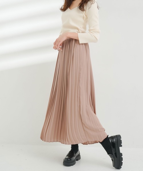 Newlyme（ニューリーミー）の「シフォンプリーツスカート（スカート・レディース・ブラック/ベージュ/ピンク/ブルー・MEDIUM/LARGE）」の12枚目の写真