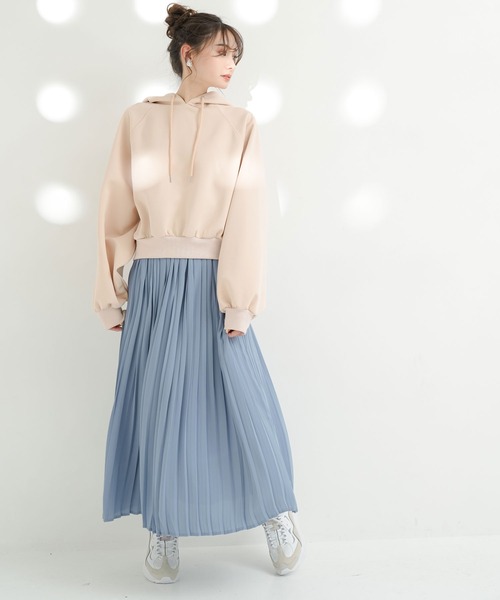 Newlyme（ニューリーミー）の「シフォンプリーツスカート（スカート・レディース・ブラック/ベージュ/ピンク/ブルー・MEDIUM/LARGE）」の6枚目の写真