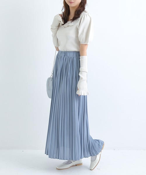 Newlyme（ニューリーミー）の「シフォンプリーツスカート（スカート・レディース・ブラック/ベージュ/ピンク/ブルー・MEDIUM/LARGE）」の21枚目の写真