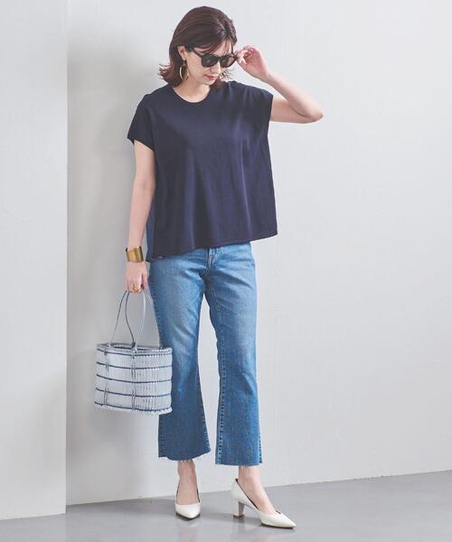 UNITED ARROWS（ユナイテッドアローズ）の「UBC シャイニー コンビ フレンチスリーブニット◆（ニット/セーター・レディース・ブラック/ネイビー/オフホワイト・FREE）」の3枚目の写真