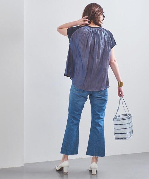 UNITED ARROWS（ユナイテッドアローズ）の「UBC シャイニー コンビ フレンチスリーブニット◆（ニット/セーター・レディース・ブラック/ネイビー/オフホワイト・FREE）」の4枚目の写真