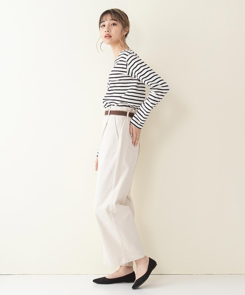 fort point(フォーポイント)の「【C-FORT POINT】ベルト付きタックストレートパンツ/ワイドパンツ(その他パンツ・レディース・アイボリー/ブルー/ネイビー・SMALL/MEDIUM/LARGE)」の6枚目の写真