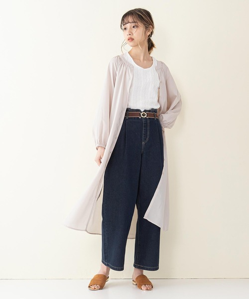 fort point(フォーポイント)の「【C-FORT POINT】ベルト付きタックストレートパンツ/ワイドパンツ(その他パンツ・レディース・アイボリー/ブルー/ネイビー・SMALL/MEDIUM/LARGE)」の9枚目の写真