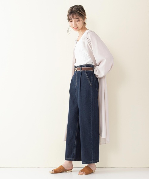 fort point(フォーポイント)の「【C-FORT POINT】ベルト付きタックストレートパンツ/ワイドパンツ(その他パンツ・レディース・アイボリー/ブルー/ネイビー・SMALL/MEDIUM/LARGE)」の11枚目の写真