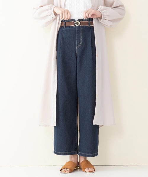 fort point(フォーポイント)の「【C-FORT POINT】ベルト付きタックストレートパンツ/ワイドパンツ(その他パンツ・レディース・アイボリー/ブルー/ネイビー・SMALL/MEDIUM/LARGE)」の12枚目の写真