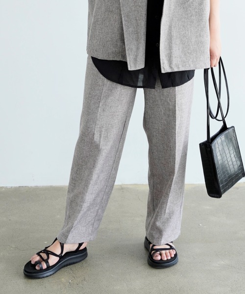 Chiaro（キアロ）の「リネンライクトラウザーパンツ（その他パンツ・レディース・ブラウン/アイボリー・FREE）」の2枚目の写真