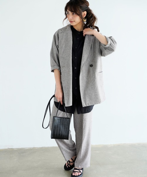 Chiaro（キアロ）の「リネンライクトラウザーパンツ（その他パンツ・レディース・ブラウン/アイボリー・FREE）」の10枚目の写真