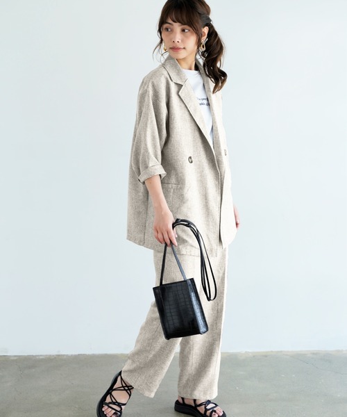 Chiaro（キアロ）の「リネンライクトラウザーパンツ（その他パンツ・レディース・ブラウン/アイボリー・FREE）」の3枚目の写真