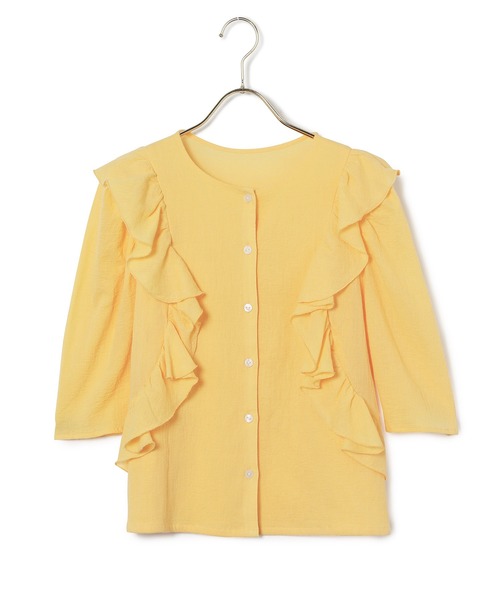 MADEMOISELLE ROPE'(マドモアゼル ロペ)の「【洗える】ラッフルコットンブラウス(シャツ/ブラウス・レディース・イエロー/ホワイト/ブラック/サックスブルー・38)」の10枚目の写真